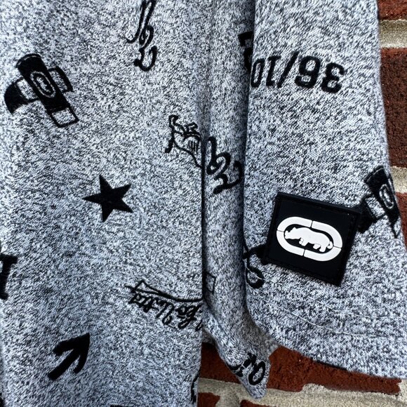 Ecko Unltd Tee Mens Large Gray All Over Logo Symbols Graphic Y2K - Picture 3 of 7